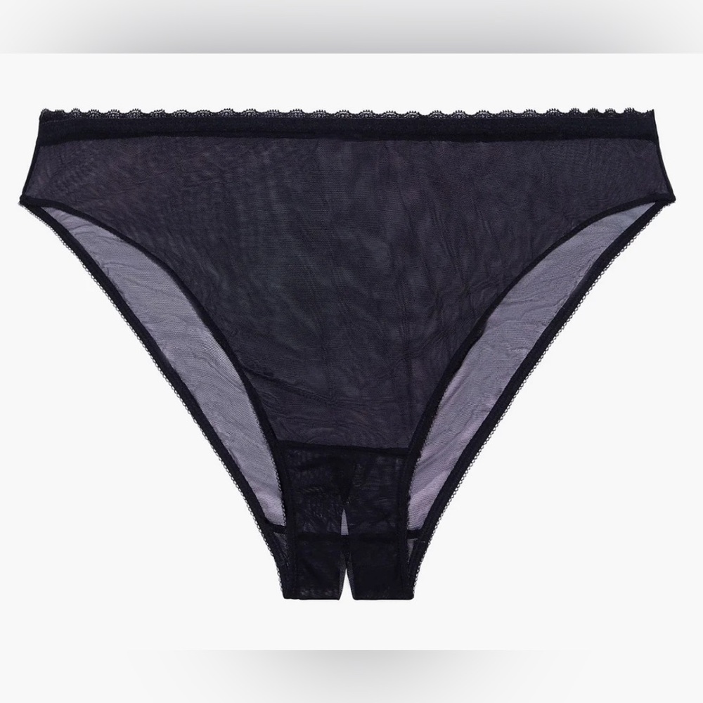 Savage X Fenty Crotchless High Rise/Leg Bikini/Tanga in Black New NWT 2XL